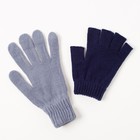 Перчатки одинарные с митенкой для мальчика, размер 17, цвет мальчика,тёмно-серый меланж/синий 4с255 - Фото 4