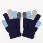 Перчатки одинарные для мальчика "Цветные пальчики", размер 14, цвет синий/серый меланж/ мальчика,тём - Фото 2