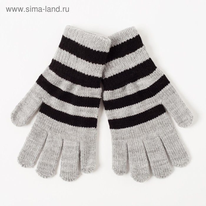 Перчатки одинарные для мальчика "Полоска", размер 14, цвет серый меланж/чёрный 6с177 - Фото 1