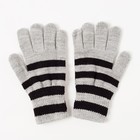 Перчатки одинарные для мальчика "Полоска", размер 14, цвет серый меланж/чёрный 6с177 - Фото 2
