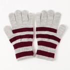 Перчатки одинарные для мальчика, размер 16, цвет серый меланж/бордовый - Фото 2