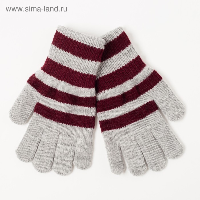 Перчатки одинарные для мальчика, размер 18, цвет серый меланж/бордовый - Фото 1