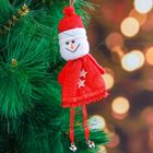 Мягкая подвеска "Снеговик в шубке с двумя звёздами" 15 см красный - фото 8573066