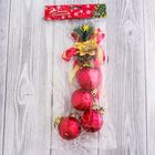 Украшение новогоднее "Шары узорные с ленточкой и шишкой" 4,5х25 см, красный - Фото 2