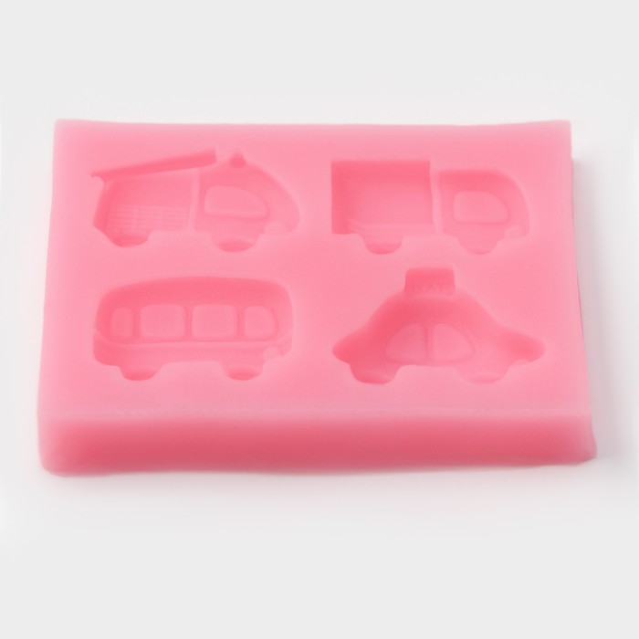 Молд Доляна «Транспорт», силикон, 8×6,5×1,1 см, цвет розовый - фото 1905417678