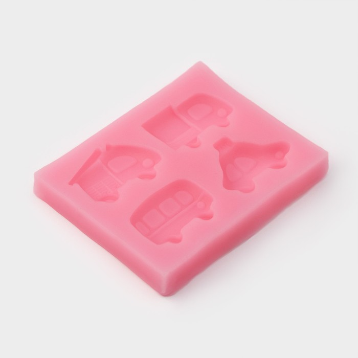 Силиконовый молд Доляна «Транспорт», 8×6,5×1,1 см, цвет розовый