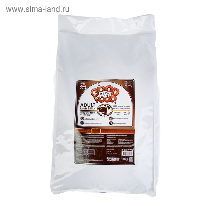Сухой корм Good Pet Food Adult dog Lamb & Rice для взрослых собак, ягненок/рис, 10 кг - Фото 1