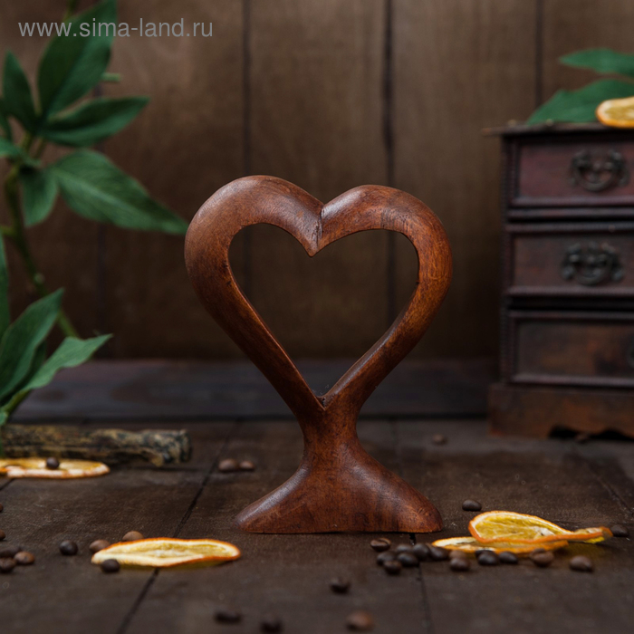 Сувенир дерево "Сердце" коричневый 15х11х3 см - Фото 1
