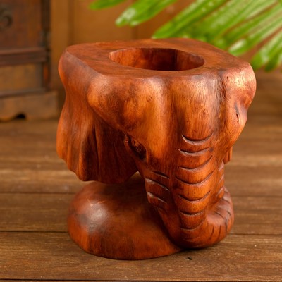 Подставка под бутылки «Голова слона», 15×14×14 см, дерево
