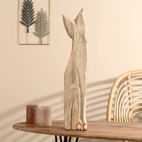 Сувенир «Кошка белая с бабочкой и бантом из мозаики», 60×12×6 см, дерево
