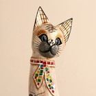 Сувенир дерево "Кошка с бабочкой и бантом из мозаики" белая 60х12х6 см - Фото 4