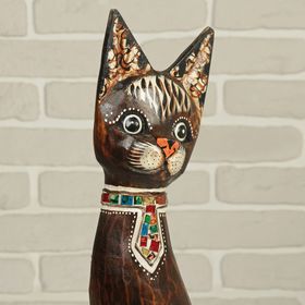 Сувенир «Кошка в галстуке из мозаики», 60×12×6 см, дерево