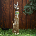 Сувенир дерево "Кошка в зелёном ошейнике со стразами" 60х12х6 см - фото 803931558