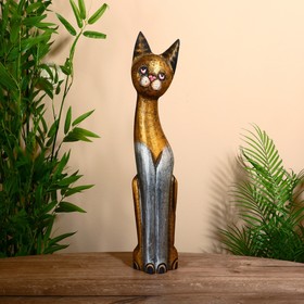 Сувенир дерево "Кошка золотая, лапки серебро" 60х12х6 см