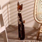Сувенир дерево "Серая кошка в ошейнике с ящерками" 60х12х6 см - Фото 3
