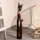 Сувенир «Кошка в ошейнике из камней и с расписным цветком», 80×13×7 см, дерево - фото 57916809