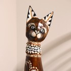Сувенир «Кошка в ошейнике из камней и с расписным цветком», 80×13×7 см, дерево - фото 57916811