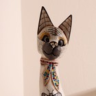 Сувенир «Кошка белая с бабочкой и бантом из мозаики», 100×16×7 см, дерево - фото 53658538