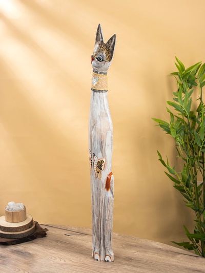 Сувенир «Кошка с золотыми бабочками и зеркальным сердцем», 100×16×7 см, МИКС