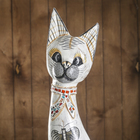 Сувенир дерево "Серая кошка в ошейнике из мозаики и с черепахой" 100х16х7 см - фото 53658544