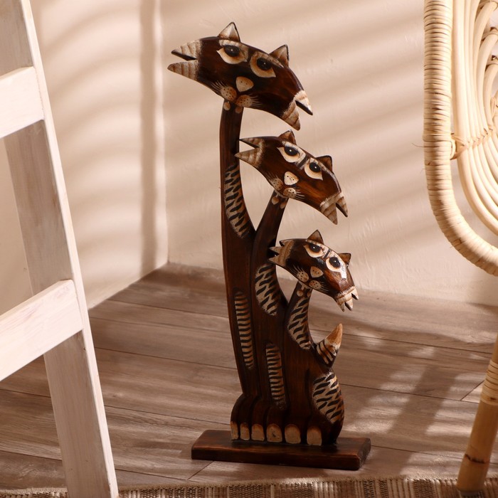 Сувенир дерево "Три кота с бакенбардами" 50х17х6 см - Фото 1