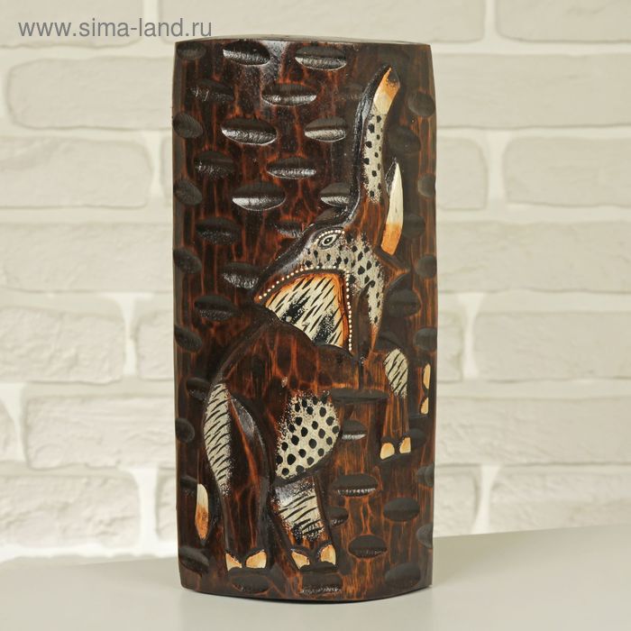 Панно дерево "Слон на задних лапах" 32х15х6 см - Фото 1