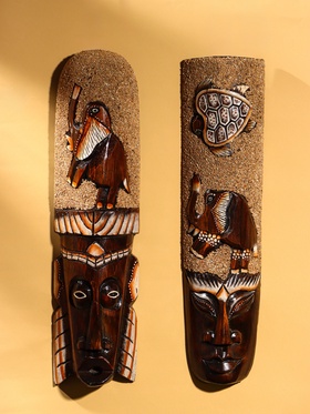 Маска «Абориген и слон», 50×12×4 см, дерево, МИКС