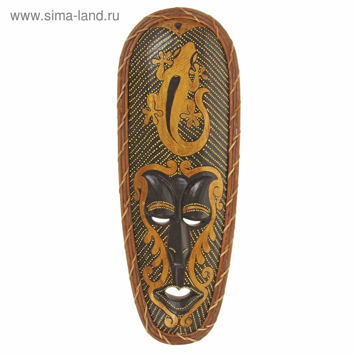 Маска дерево "Абориген геккон в золоте" 52х2х19 см - Фото 1