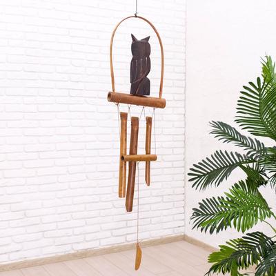 Музыка ветра «Сова», 83×20×4 см, бамбук, МИКС