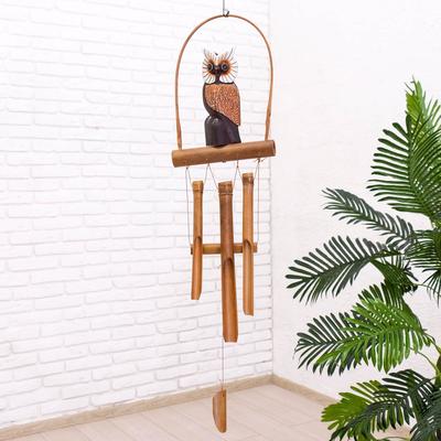 Музыка ветра «Сова», 83×20×4 см, бамбук, МИКС