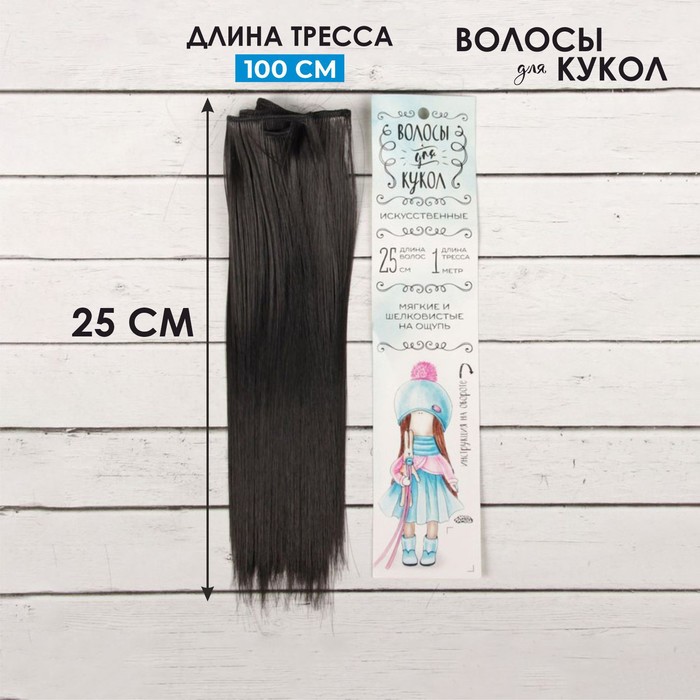 Волосы - тресс для кукол «Прямые» длина волос: 25 см, ширина: 100 см, цвет № 2В - Фото 1