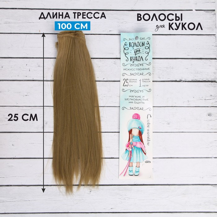 Волосы - тресс для кукол «Прямые» длина волос: 25 см, ширина:100 см, цвет № 24 - Фото 1