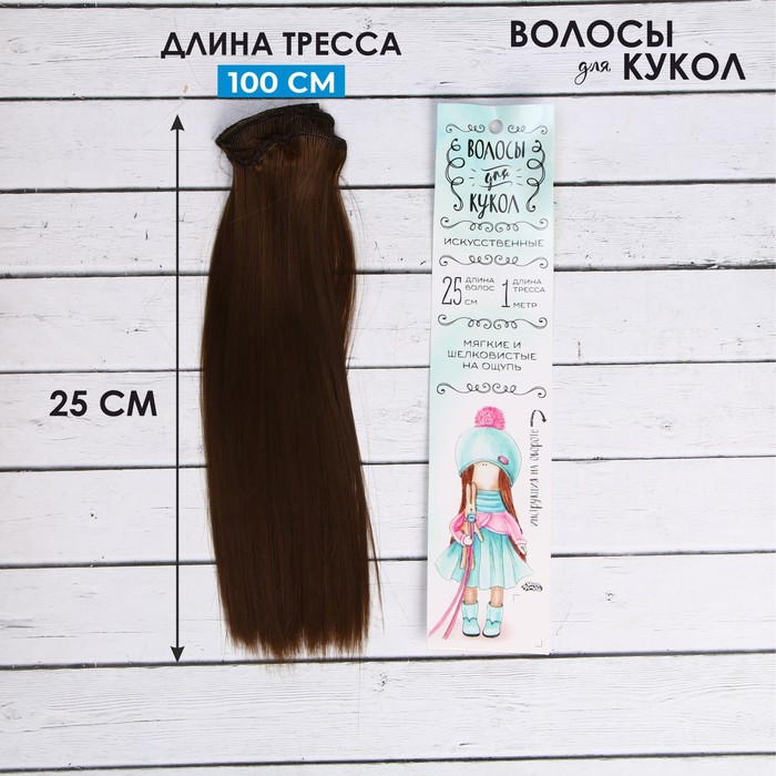 Волосы - тресс для кукол «Прямые» длина волос: 25 см, ширина:100 см, цвет № 8В - Фото 1