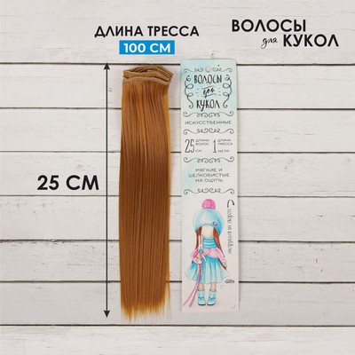 Волосы - тресс для кукол «Прямые» длина волос: 25 см, ширина:100 см, цвет № 27В