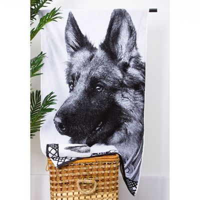 Полотенце махровое "Этель" ЧБ Овчарка 50*90 см, 100% хл, 420 гр/м2