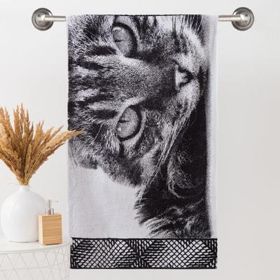 Полотенце махровое Этель ЧБ «Котик» 50×90 см