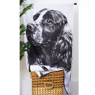 Полотенце махровое "Этель" ЧБ Спаниель 50*90 см, 100% хл, 420 гр/м2
