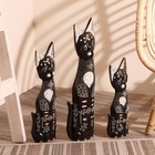 Сувенир «Кошки расписанные серебром», набор 3 шт., h=30 см, h=40 см, h=50 см, дерево - Фото 2