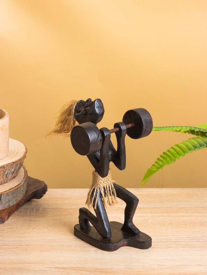 Сувенир «Абориген-штангист», 10×11×19 см, дерево - Фото 1