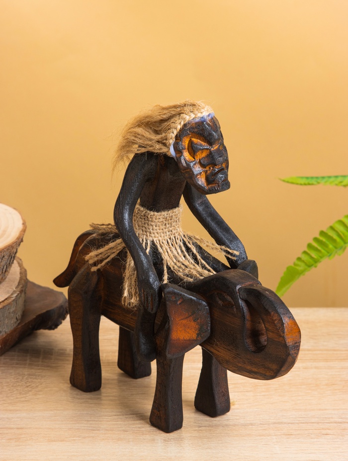 Сувенир «Абориген на слоне», 22 см, дерево - Фото 1