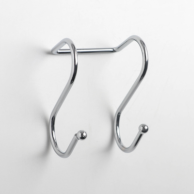 Крючок для рейлинга двойной, d=2.5 см, 6 см, хромированный
