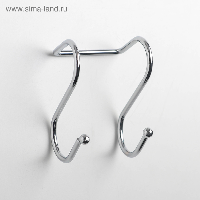 Крючок для рейлинга двойной, d=2.5 см, 6 см, хромированный - Фото 1