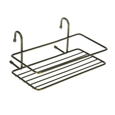 Полка на рейлинг широкая с коротким крючком Доляна, 20×14,5×10 см, цвет бронза