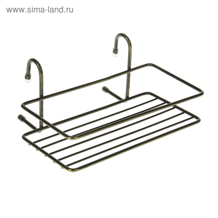 Полка на рейлинг широкая с коротким крючком Доляна, 20×14,5×10 см, цвет бронза - Фото 1