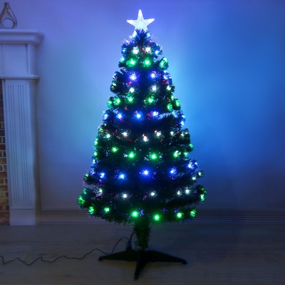 Ёлка светодиодная «Свечение» 120 см, диаметр нижнего яруса 65 см, 125 ПВХ веток, свечение RGB