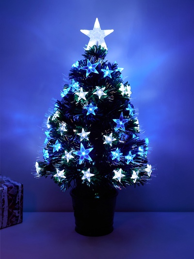 Ёлка светодиодная «Галактика» 60 см, диаметр нижнего яруса 38 см, 55 ПВХ веток, мигание, свечение белое/синие