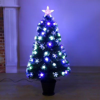 Ёлка светодиодная «Галактика» 90 см, диаметр нижнего яруса 50 см, 80 ПВХ веток, мигание, свечение белое/синие