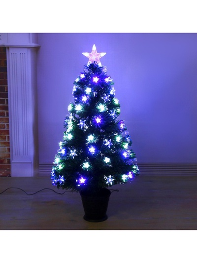 Ёлка светодиодная «Галактика» 90 см, диаметр нижнего яруса 50 см, 80 ПВХ веток, мигание, свечение белое/синие