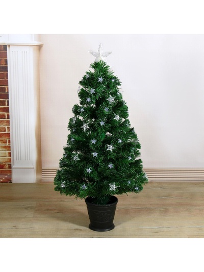 Ёлка светодиодная «Галактика» 90 см, диаметр нижнего яруса 50 см, 80 ПВХ веток, мигание, свечение белое/синие