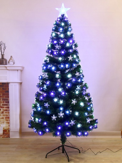 Ёлка светодиодная «Галактика» 180 см, диаметр нижнего яруса 90 см, 220 ПВХ веток, мигание, свечение белое/синие